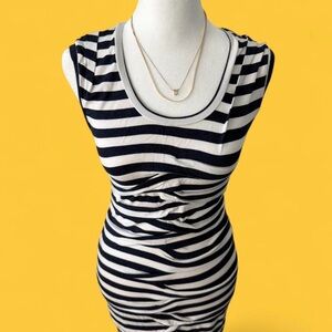 Nicole Miller Black and White Striped Tank Top